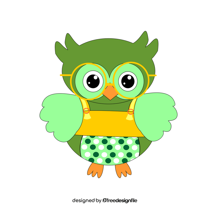 Green owl drawing clipart