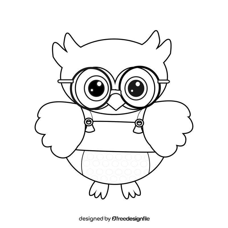 Owl drawing black and white clipart