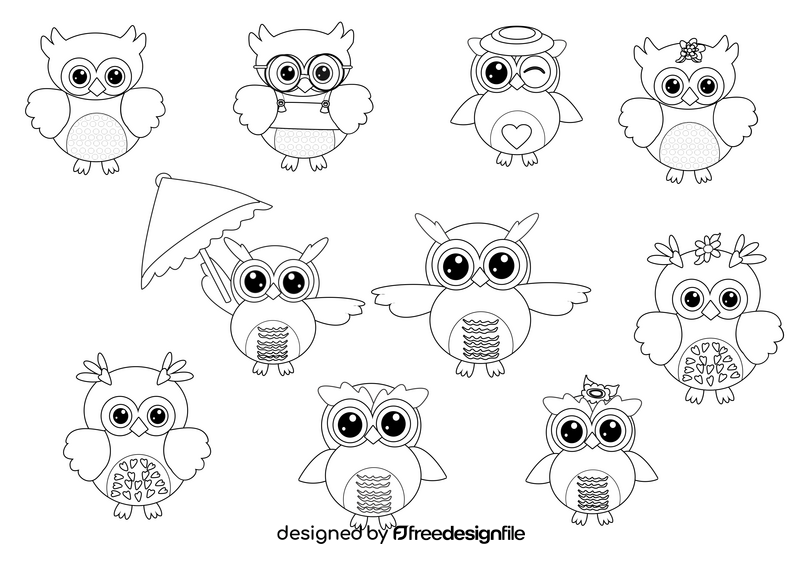 Owls black and white vector