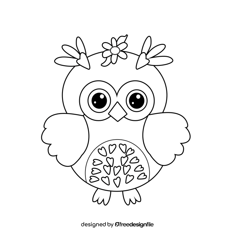 Owl black and white clipart