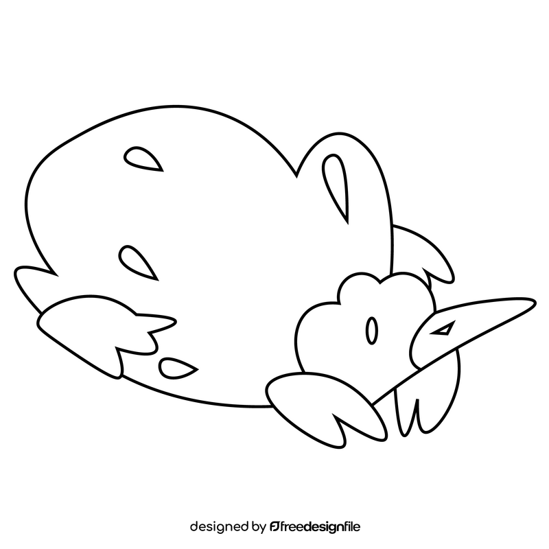 Echidna hedgedog black and white clipart