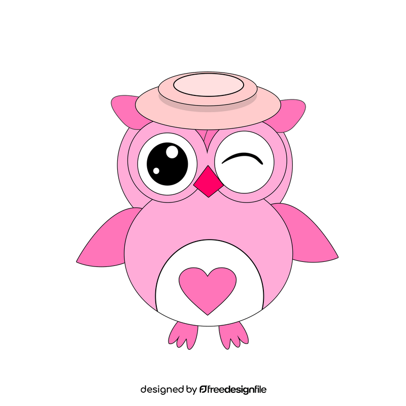 Cartoon pink owl clipart