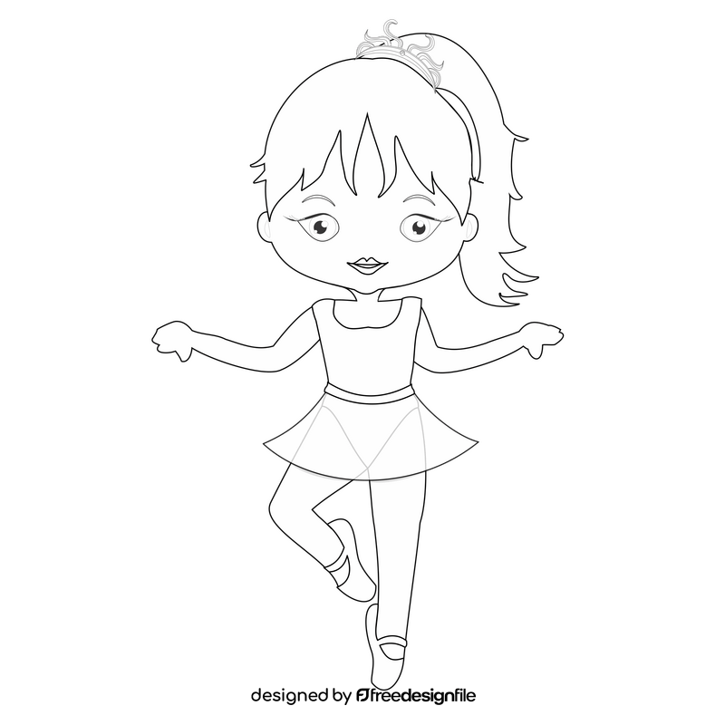 Free ballerina dancing black and white clipart