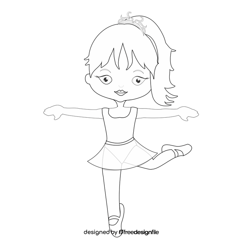 Ballerina dancing drawing black and white clipart