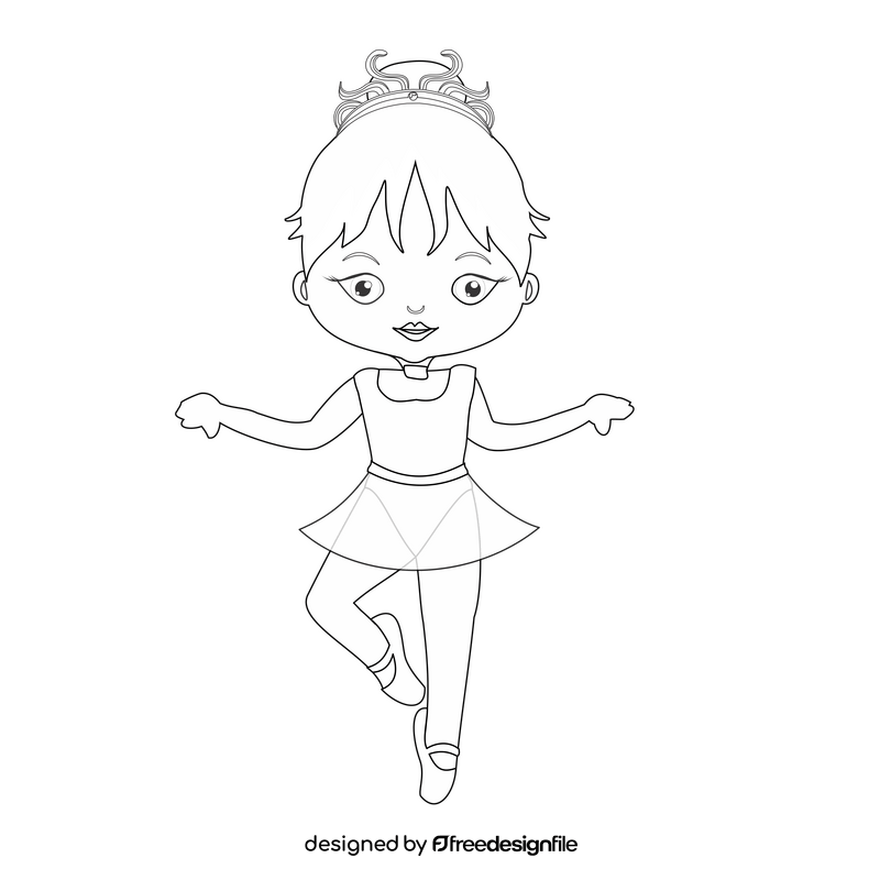 Dancing blonde ballerina black and white clipart