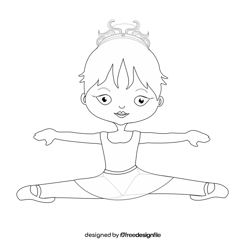 Cute blonde ballerina black and white clipart