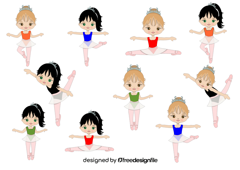 Cartoon ballerina girls dancing vector