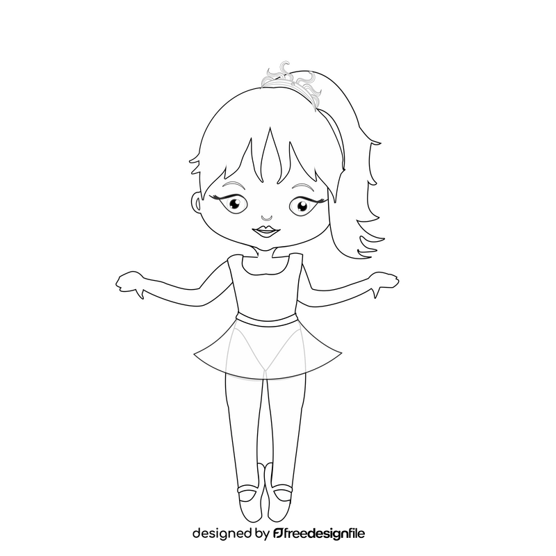 Ballerina dancing illustration black and white clipart