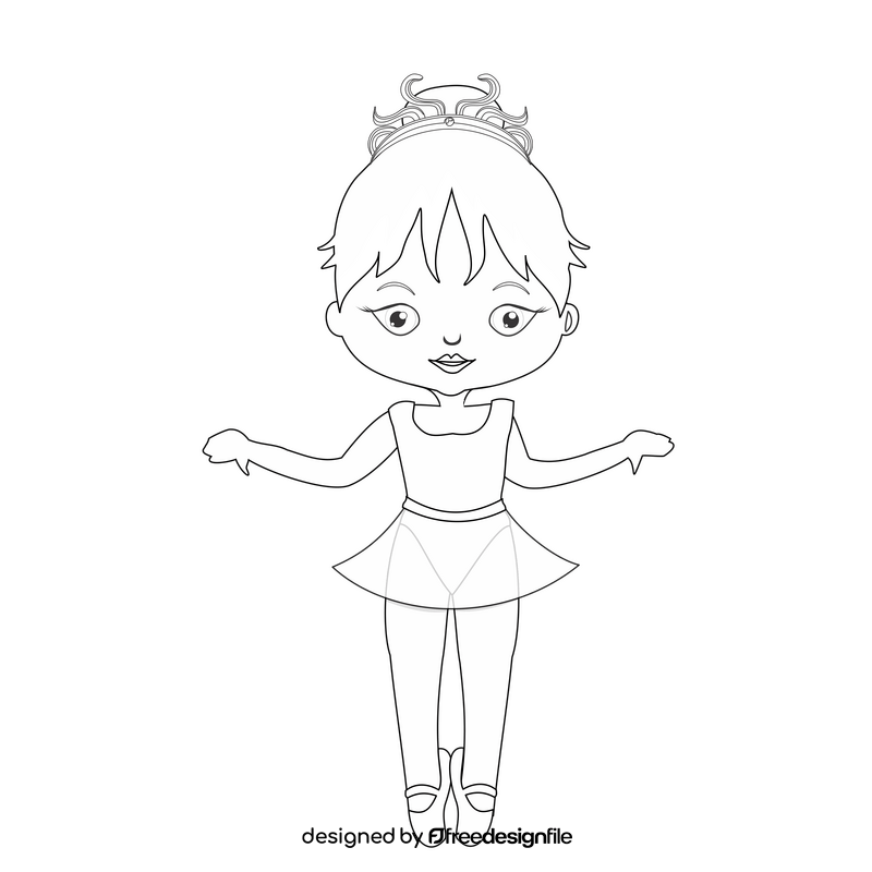 Young blonde ballerina dancing black and white clipart