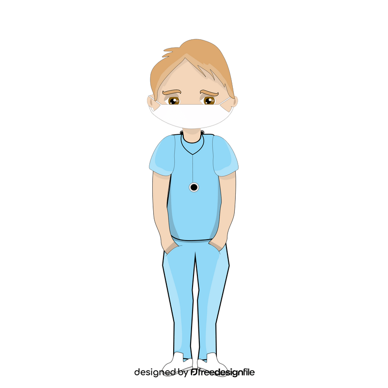 Free doctor illustration with a mask clipart
