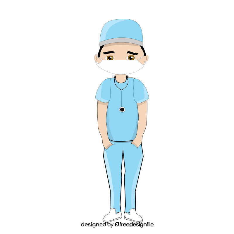 Young male nurse wearing mask clipart