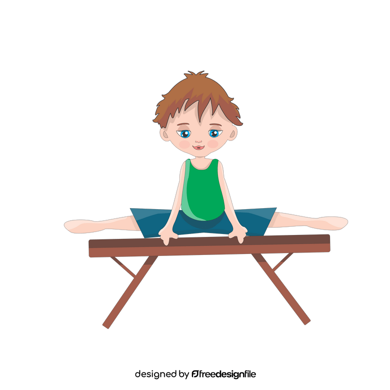 Cartoon boy doing gymnastics clipart