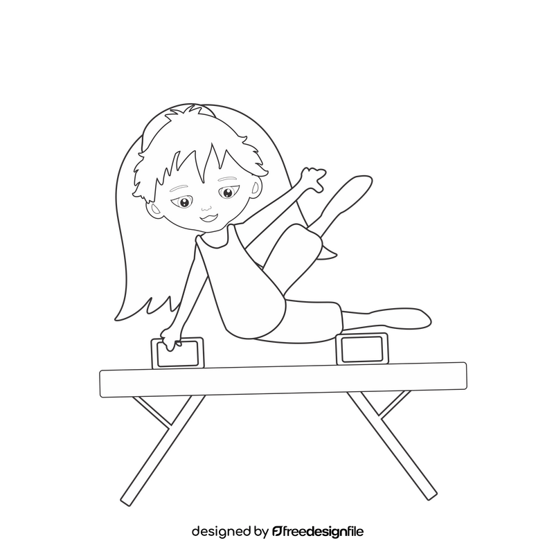 Female gymnast black and white clipart