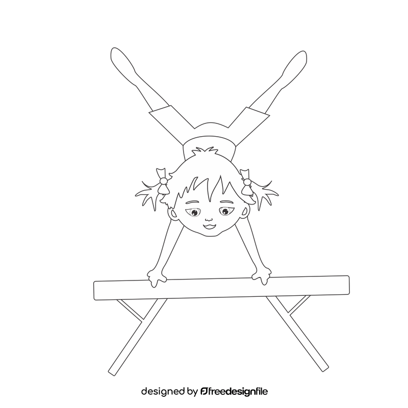 Free doing gymnastics black and white clipart