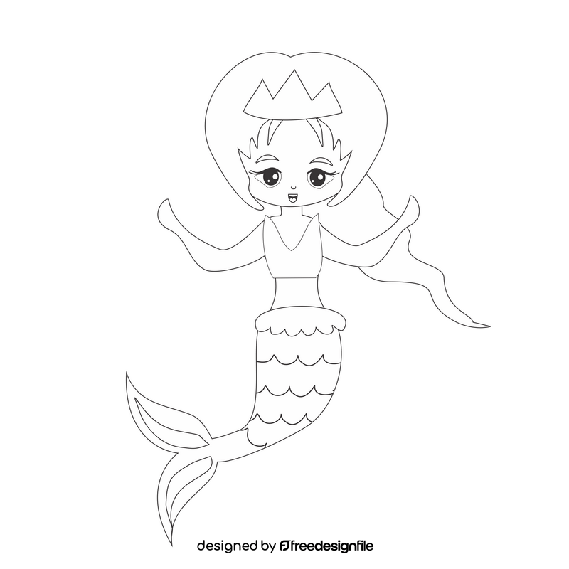 Mermaid black and white clipart