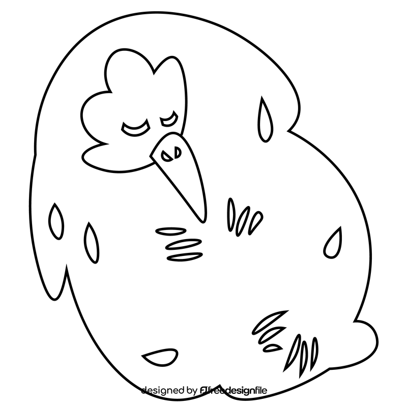 Echidna sleeping black and white clipart