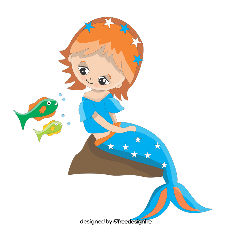Mermaid with fishes clipart