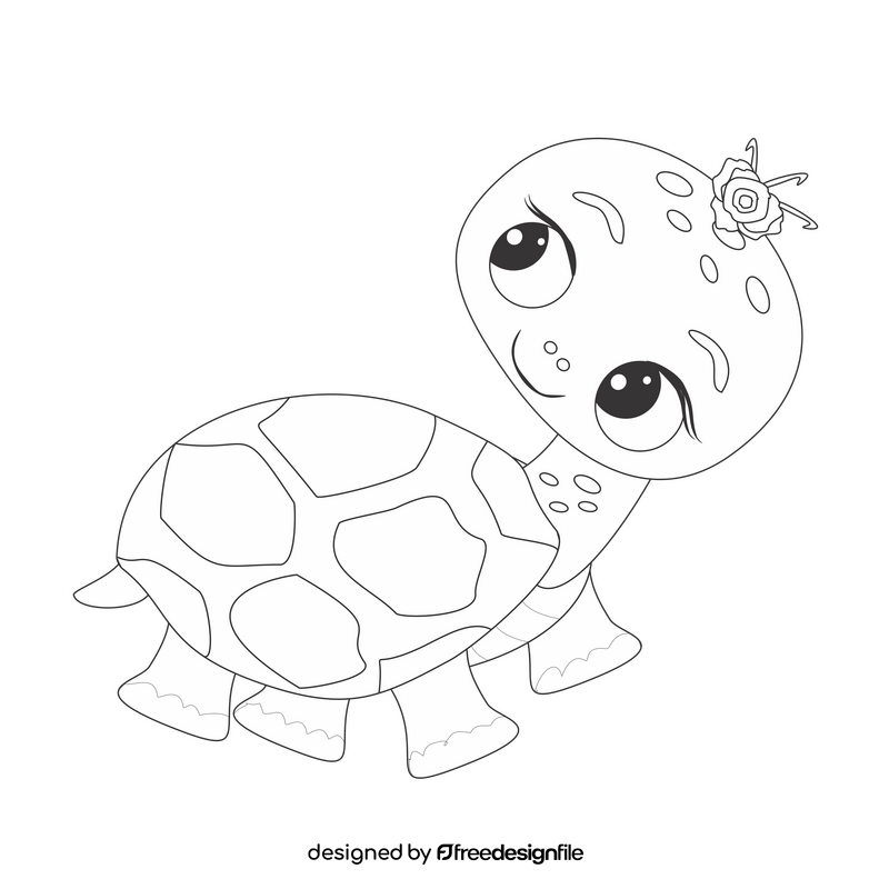 Tortoise looking back black and white clipart