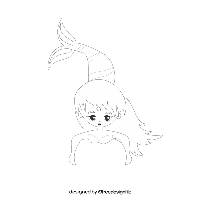 Mermaid black and white clipart