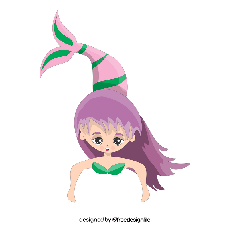 Purple haired mermaid clipart