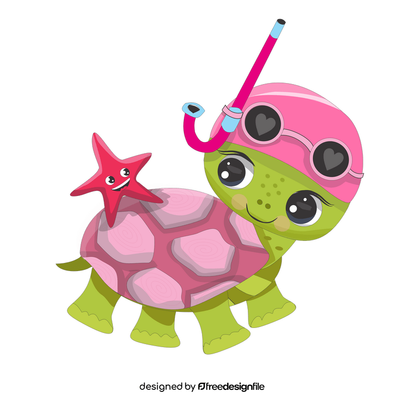 Turtle and starfish illustration clipart