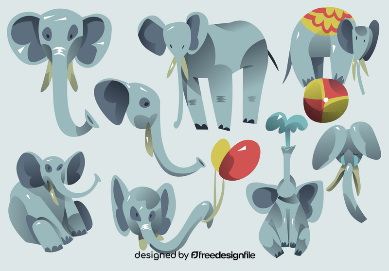 Elephant cartoon set vector