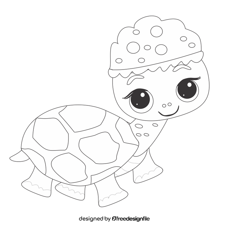 Cute tortoise illustration black and white clipart