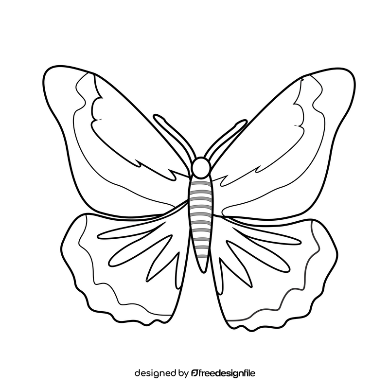 Black and green butterfly illustration black and white clipart