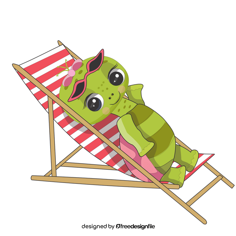 Turtle sunbathing on the beach clipart