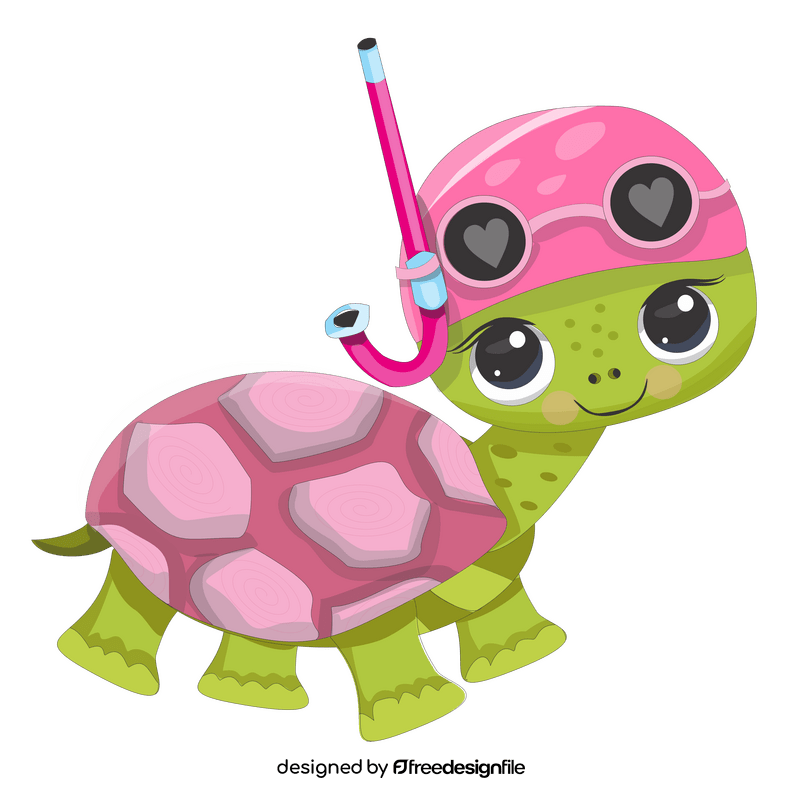 Cartoon turtle going to the sea clipart