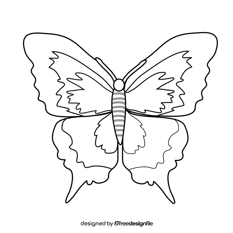 Cartoon butterfly black and white clipart