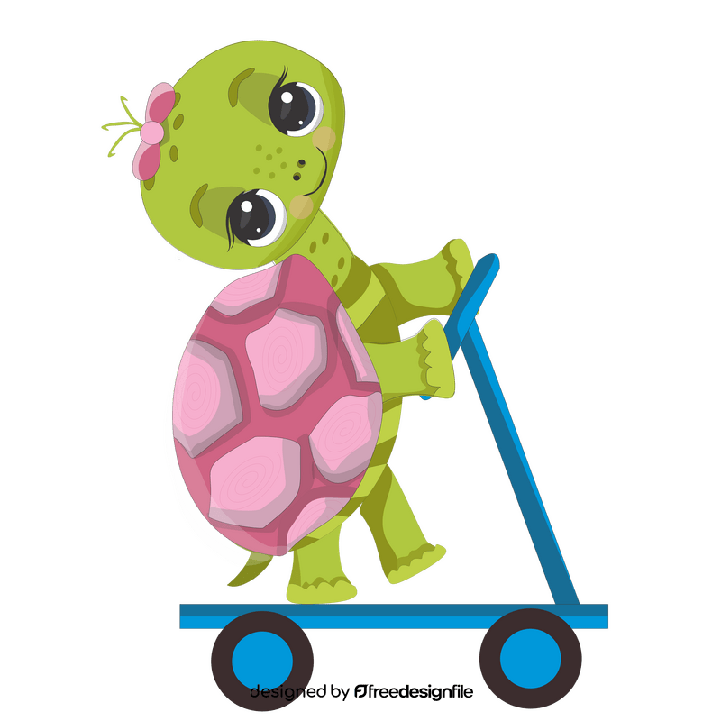 Cartoon tortoise in a scooter clipart