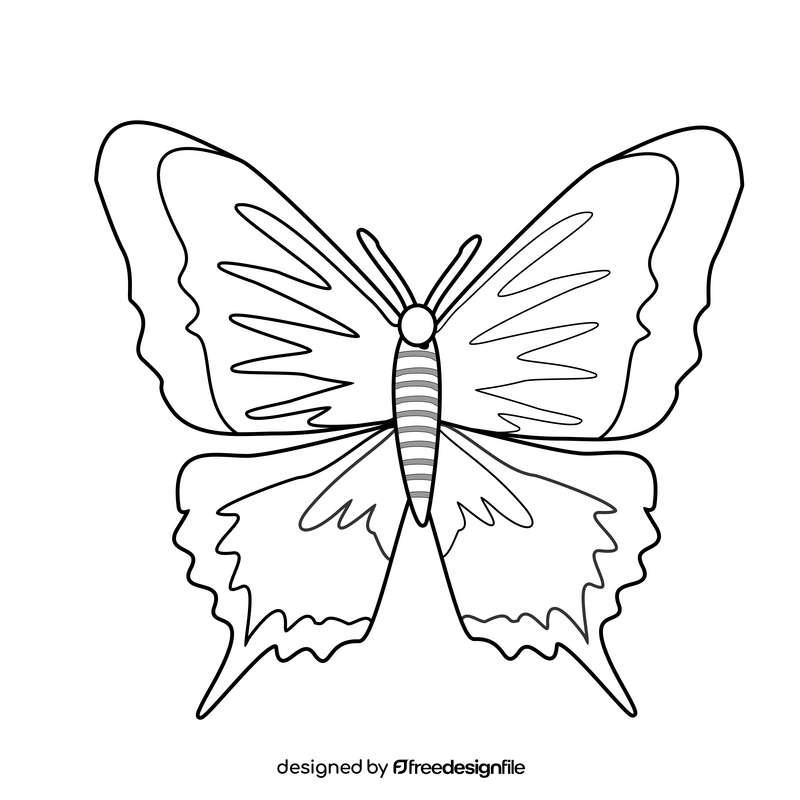 Beige butterfly drawing black and white clipart