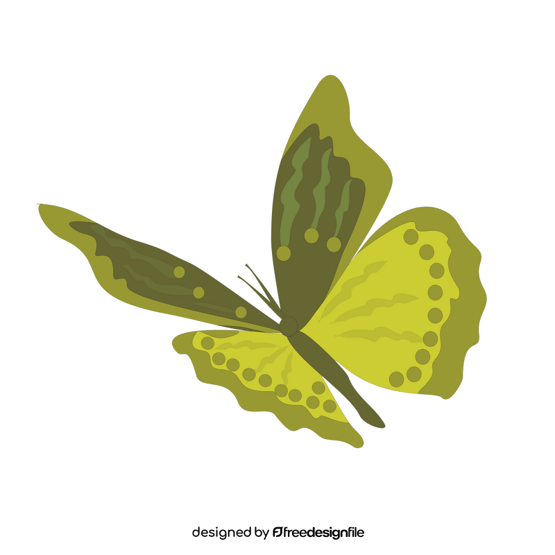 Green butterfly flying clipart