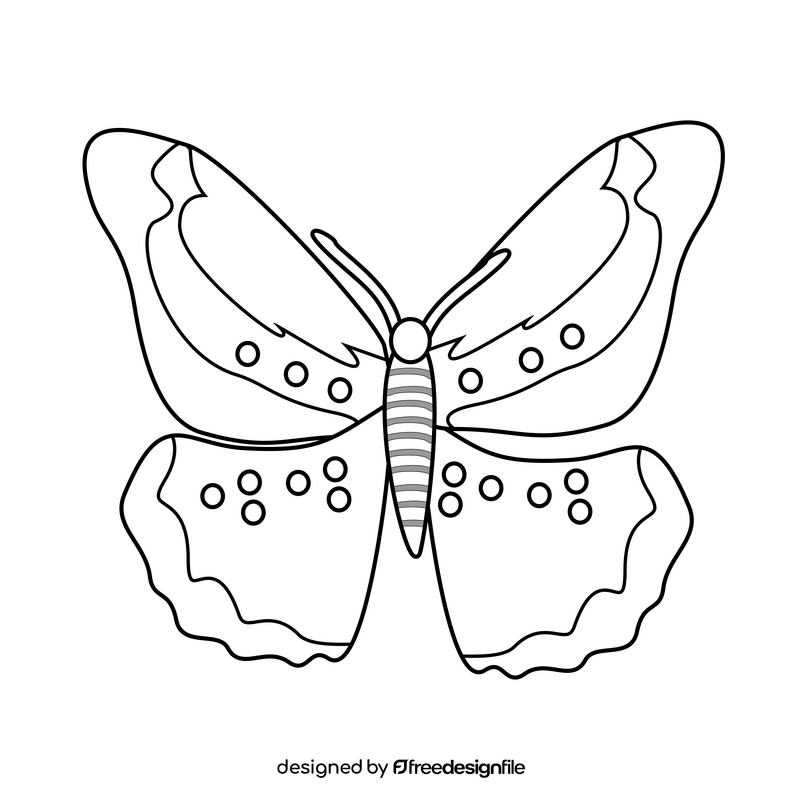 Butterfly illustration black and white clipart