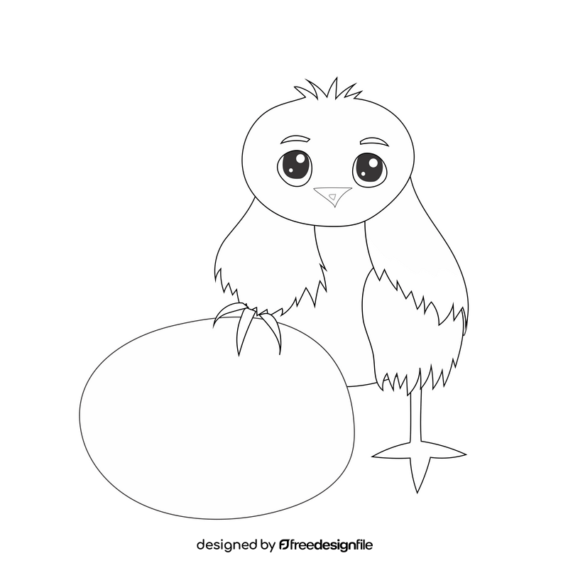 Cute chick black and white clipart