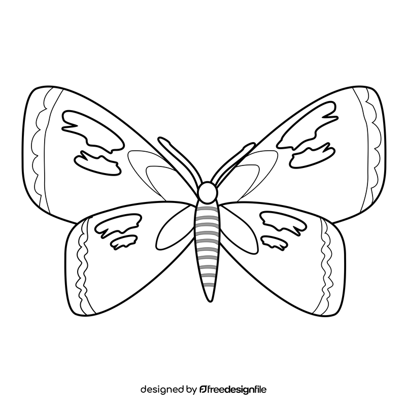 Cute butterfly black and white clipart