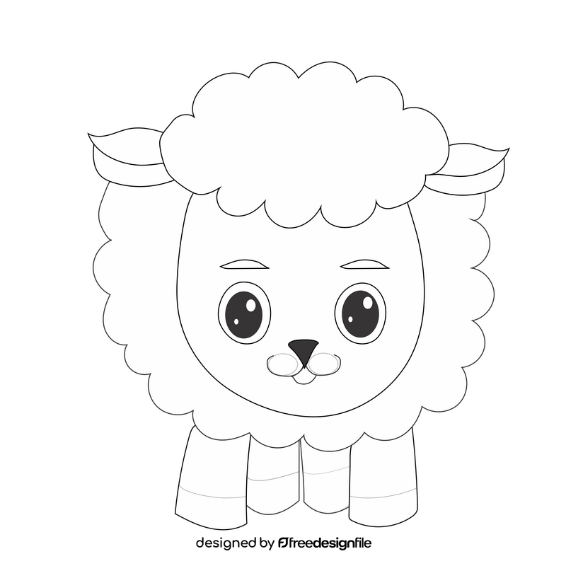 Cute baby sheep illustration black and white clipart