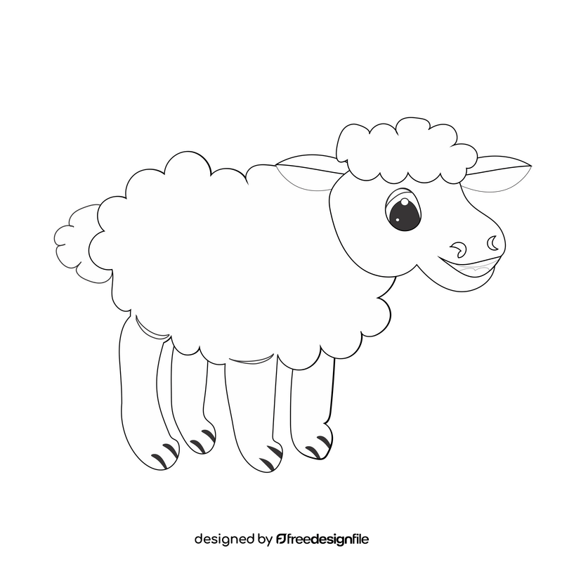 Baby sheep black and white clipart