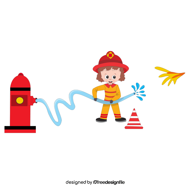 Firefighter with fire hose clipart