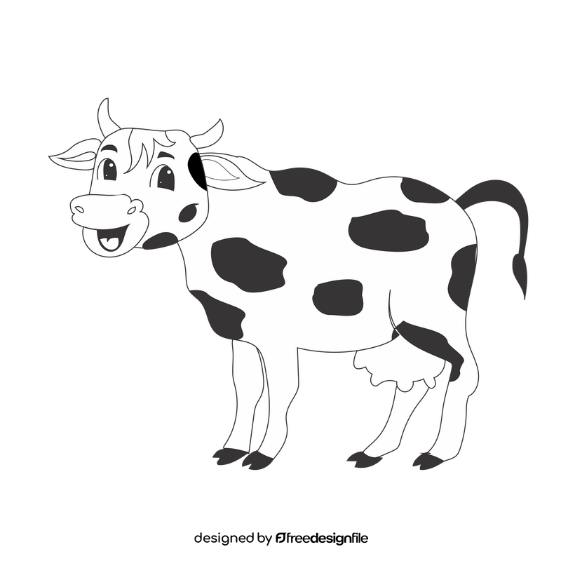 Baby cow black and white clipart