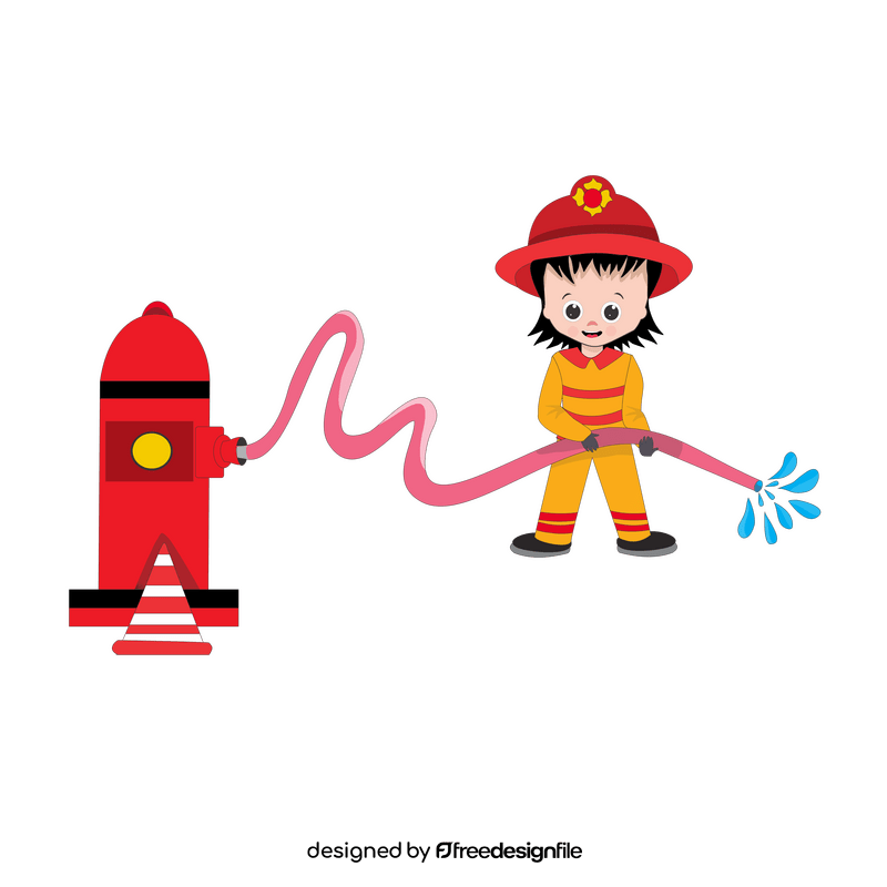 Cute firefighter drawing clipart