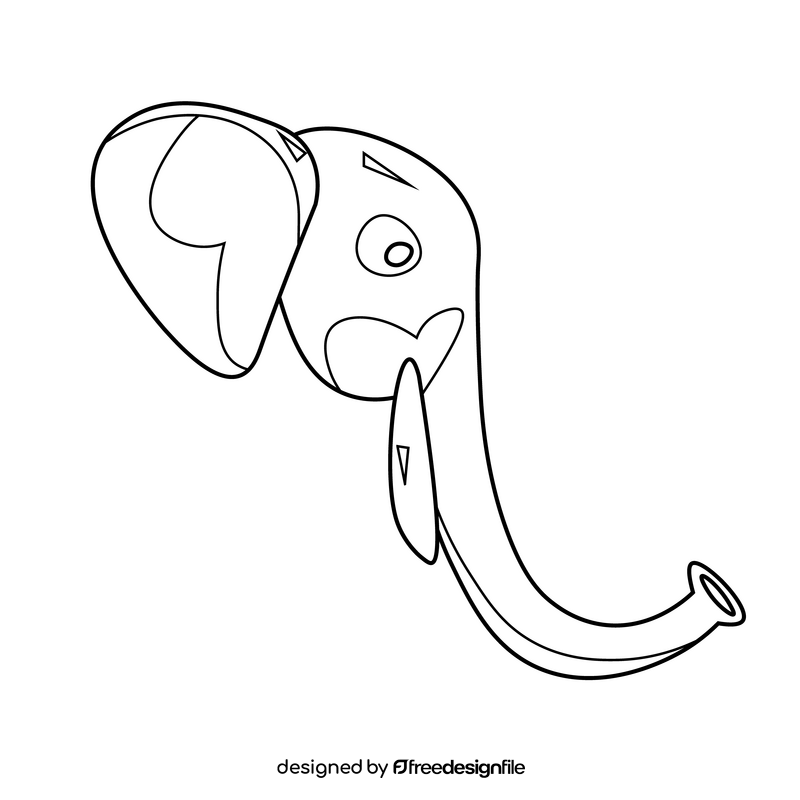 Elephant profile black and white clipart