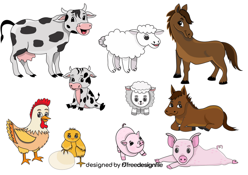 Baby farm animals vector