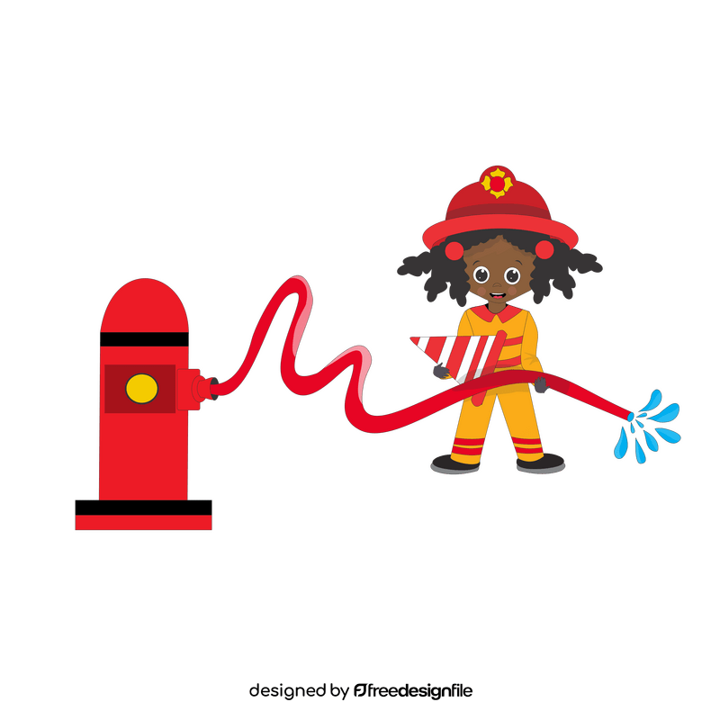 Cute African American firefighter clipart