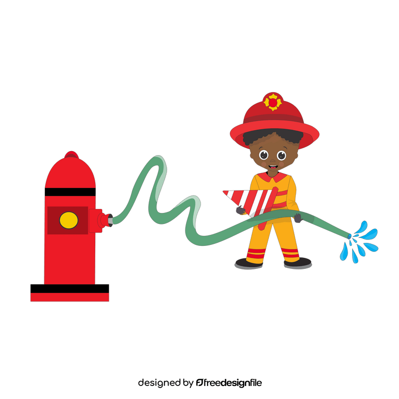 African American black firefighter clipart