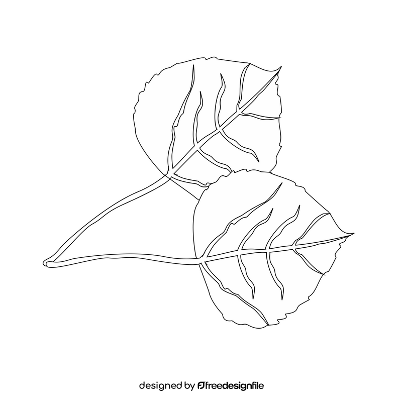 Free aspen leaves black and white clipart