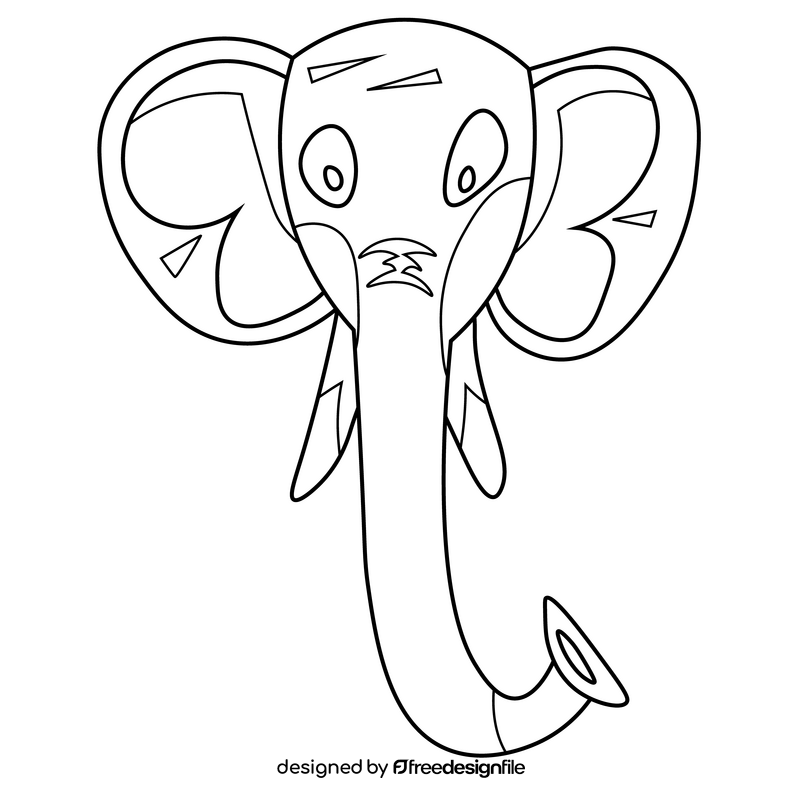 Elephant head black and white clipart