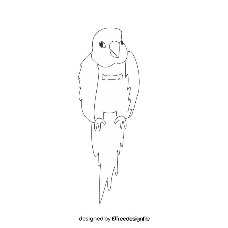 Parrot illustration black and white clipart