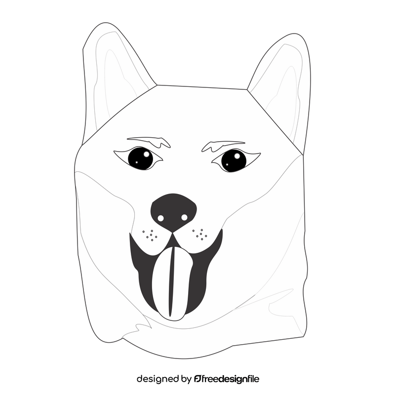 Cartoon akita dog black and white clipart